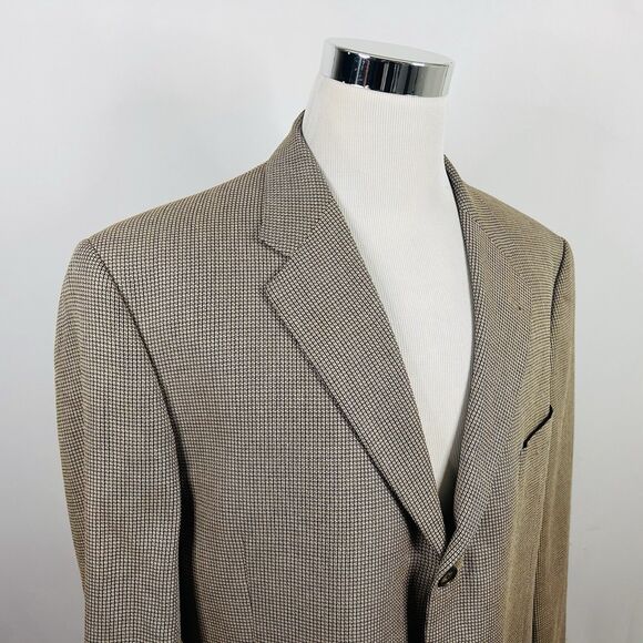 Joseph Abboud 46R Sport Coat Silk Wool Gold Knit Three Button Double Vented - Picture 1 of 8